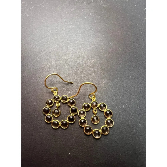 Smoky quartz drop earrings in gold over sterling silver - Picture 3 of 11